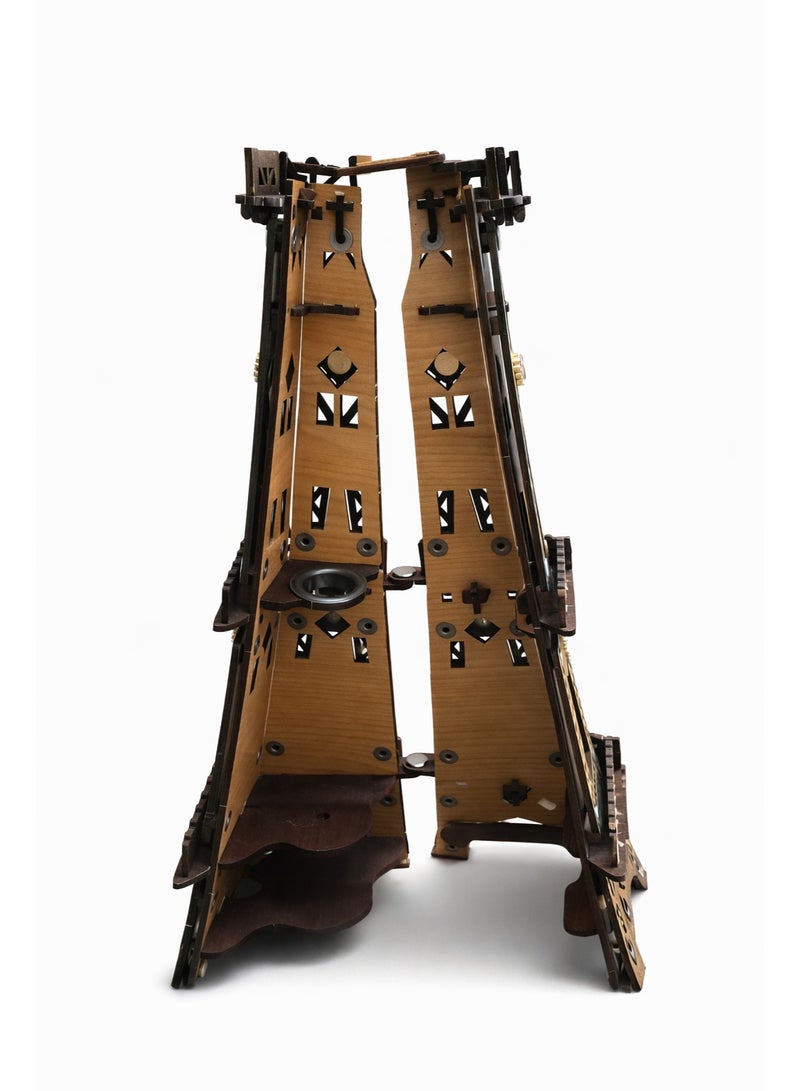 Wooden Eiffel Tower Incense Burner – Home Decor & Ramadan Decorations – 30×9×9 Cm - Image 2