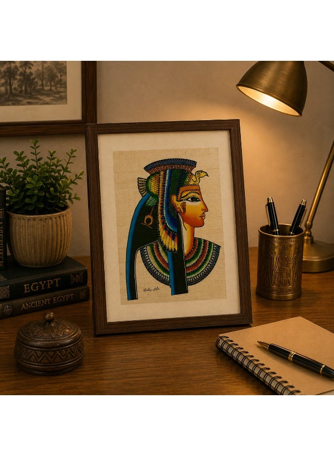 هاندرد بلس ورق بردي مصري طبيعي أصلي مقاس A5 مصنوع يدويًا في مصر من نبات البردي الحقيقي بتصميم بورتريه الملكة كليوباترا مطبوع للديكور والهدايا التذكارية - Image 2