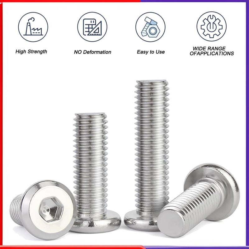Metuja 1/4-20x1 Flat Head Hex Socket Cap Screws Bolts,304 Stainless Steel Fully Threaded Machine Screws with Hex Key (20PCS) Corrosion-Resistant for Furniture/Machinery - Image 5