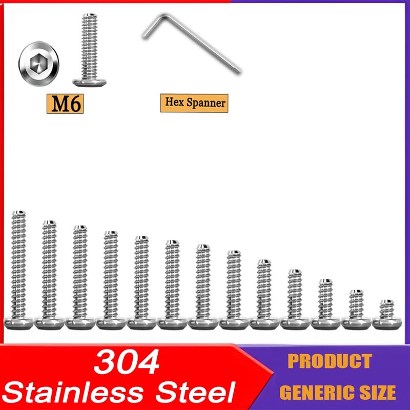 Metuja 1/4-20x1 Flat Head Hex Socket Cap Screws Bolts,304 Stainless Steel Fully Threaded Machine Screws with Hex Key (20PCS) Corrosion-Resistant for Furniture/Machinery - Image 3