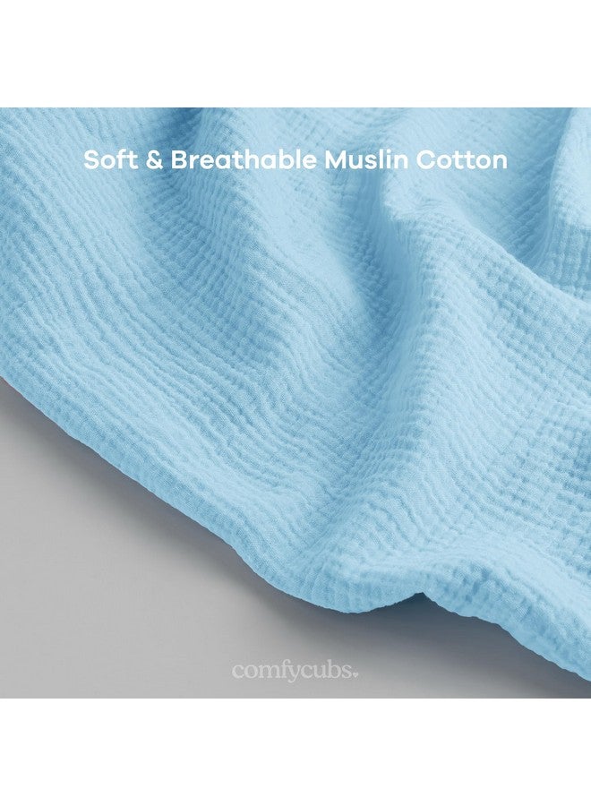 Comfy Cubs Nursing Cover For Baby Breastfeeding - 100% Muslin Cotton, Soft & Breathable Cotton, Breastfeeding Pumping Cover For Mom, With Rigid Hoop - Privacy Unisex Lightweight Covers Wrap (Sky Blue)  - Image 4