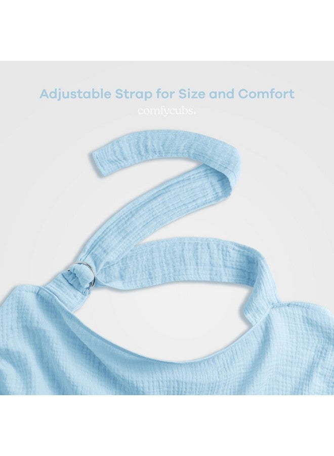 Comfy Cubs Nursing Cover For Baby Breastfeeding - 100% Muslin Cotton, Soft & Breathable Cotton, Breastfeeding Pumping Cover For Mom, With Rigid Hoop - Privacy Unisex Lightweight Covers Wrap (Sky Blue)  - Image 3