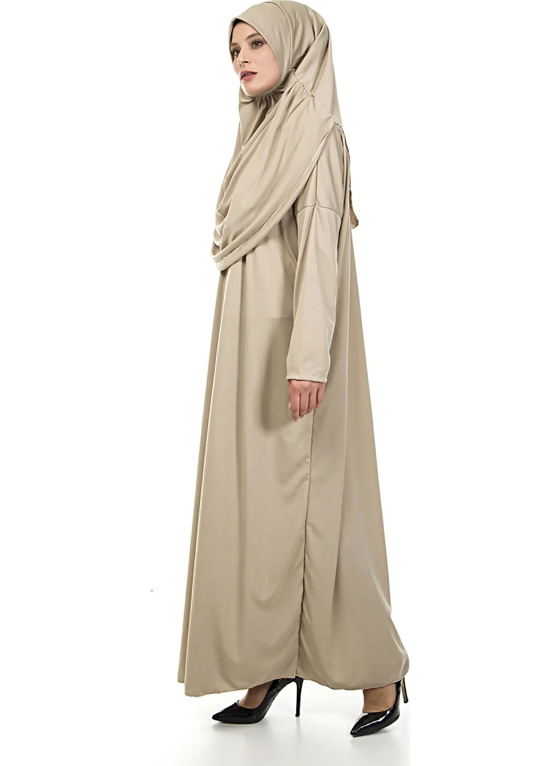 İhvan Ihvan One Piece Prayer Dress - Mink - 5015 and Prayer Rug and Zikirmatik - Triple Set