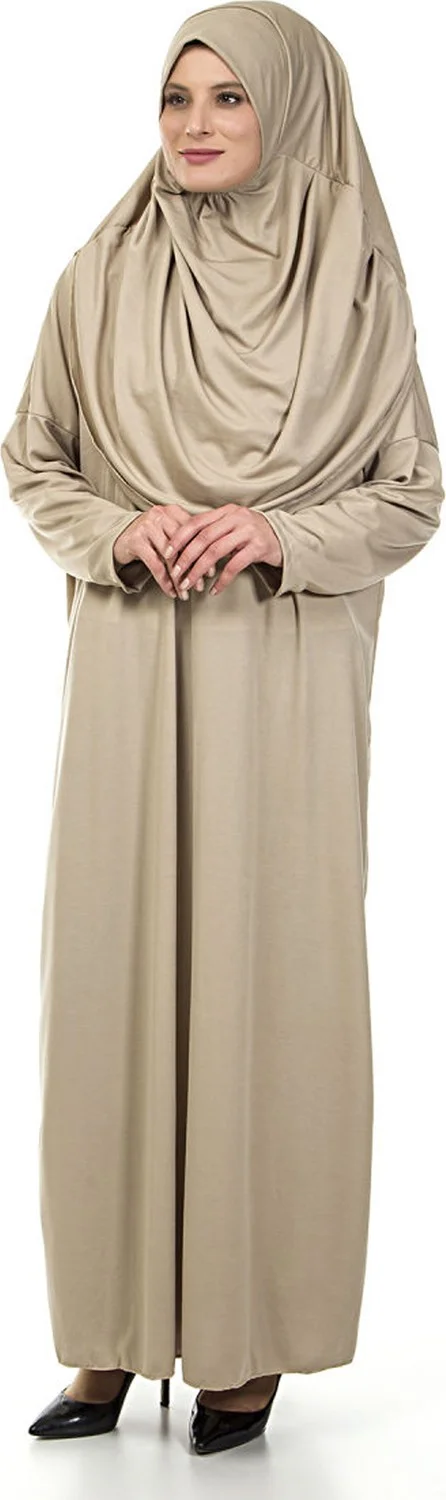 İhvan Ihvan One Piece Prayer Dress - Mink - 5015 and Prayer Rug and Zikirmatik - Triple Set