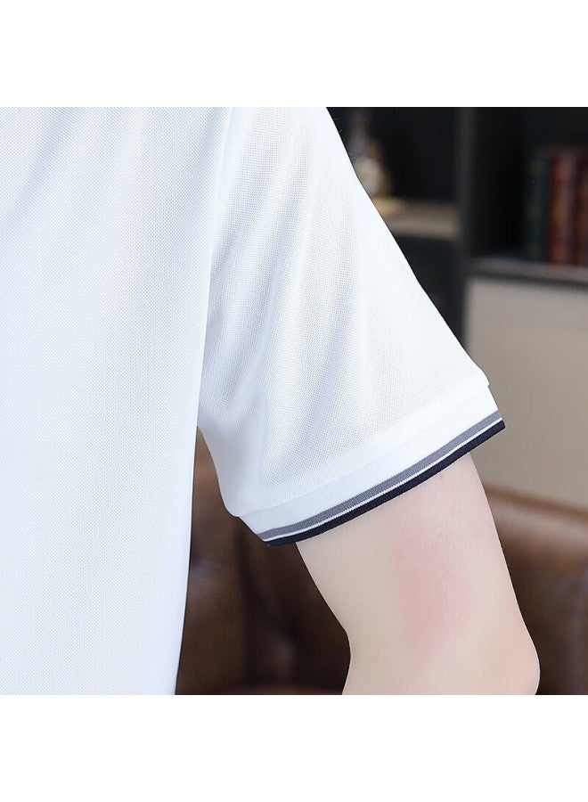 Tucano Men's Short Sleeve T-shirt Summer Business Casual Solid Color Polo Breathable All-match Top Men's Clothing White 4XL - Image 3