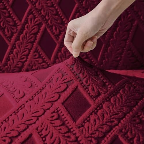 Styleys Elastic Chair Cover Stretch Removable Washable Short Jacquard Dining Chair Cover Protector Seat Slipcover (Pack of 6, Red, JCMC40) - Image 3