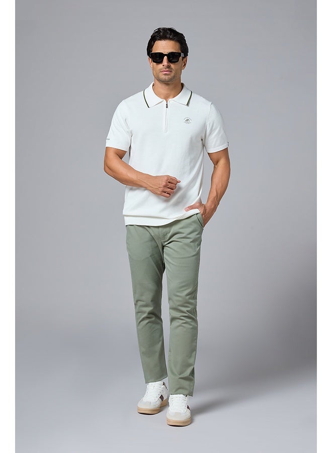 Mannerism The Snowfall White Cotton Polo with Subtle Zip Comfort Fit - Image 4