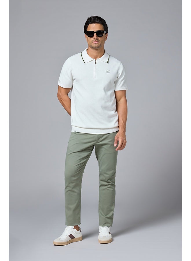 Mannerism The Snowfall White Cotton Polo with Subtle Zip Comfort Fit - Image 5