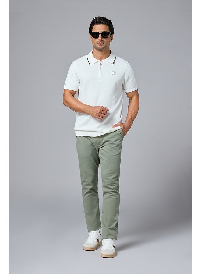 Mannerism The Snowfall White Cotton Polo with Subtle Zip Comfort Fit - Image 4