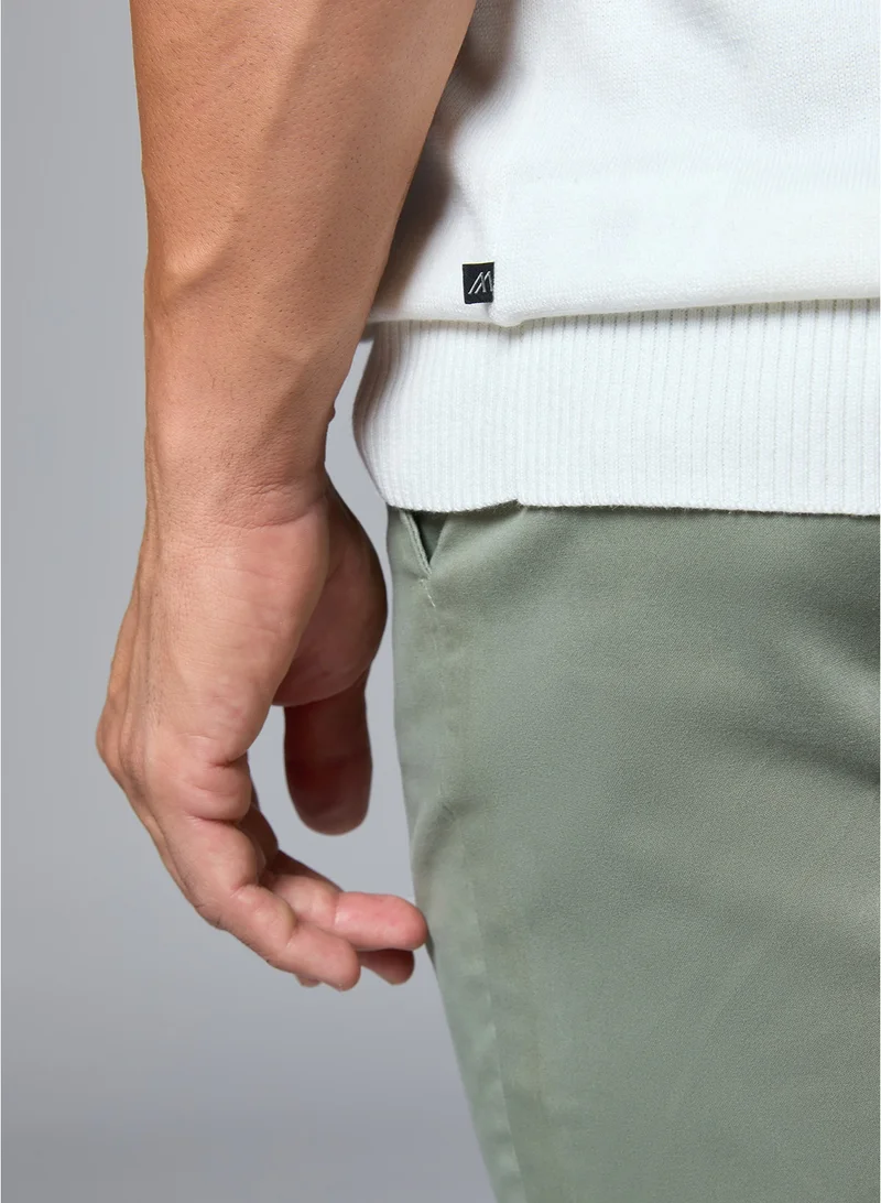 MANNERISM  The Snowfall White Cotton Polo with Subtle Zip Comfort Fit for Men | Best Price UAE