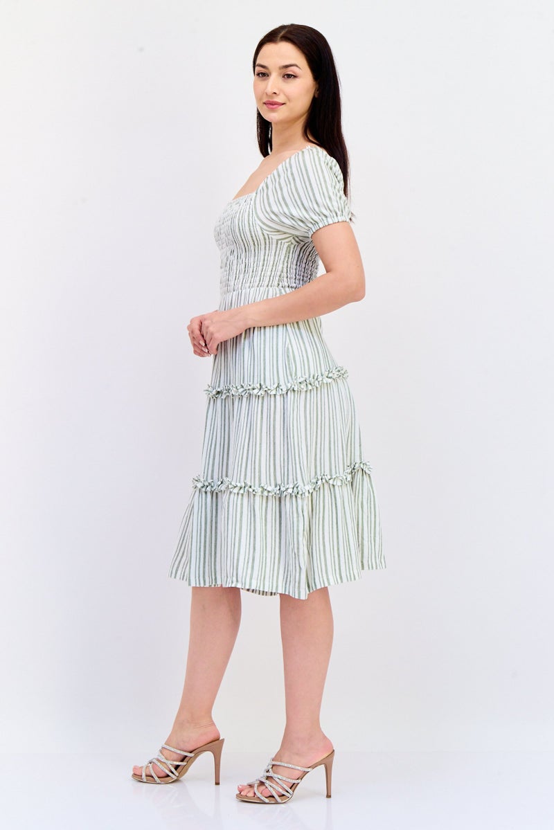 KOTON فستان ميدي مجعد للنساء من أولي بواسطة كوتون، متعدد الألوان - Image 2