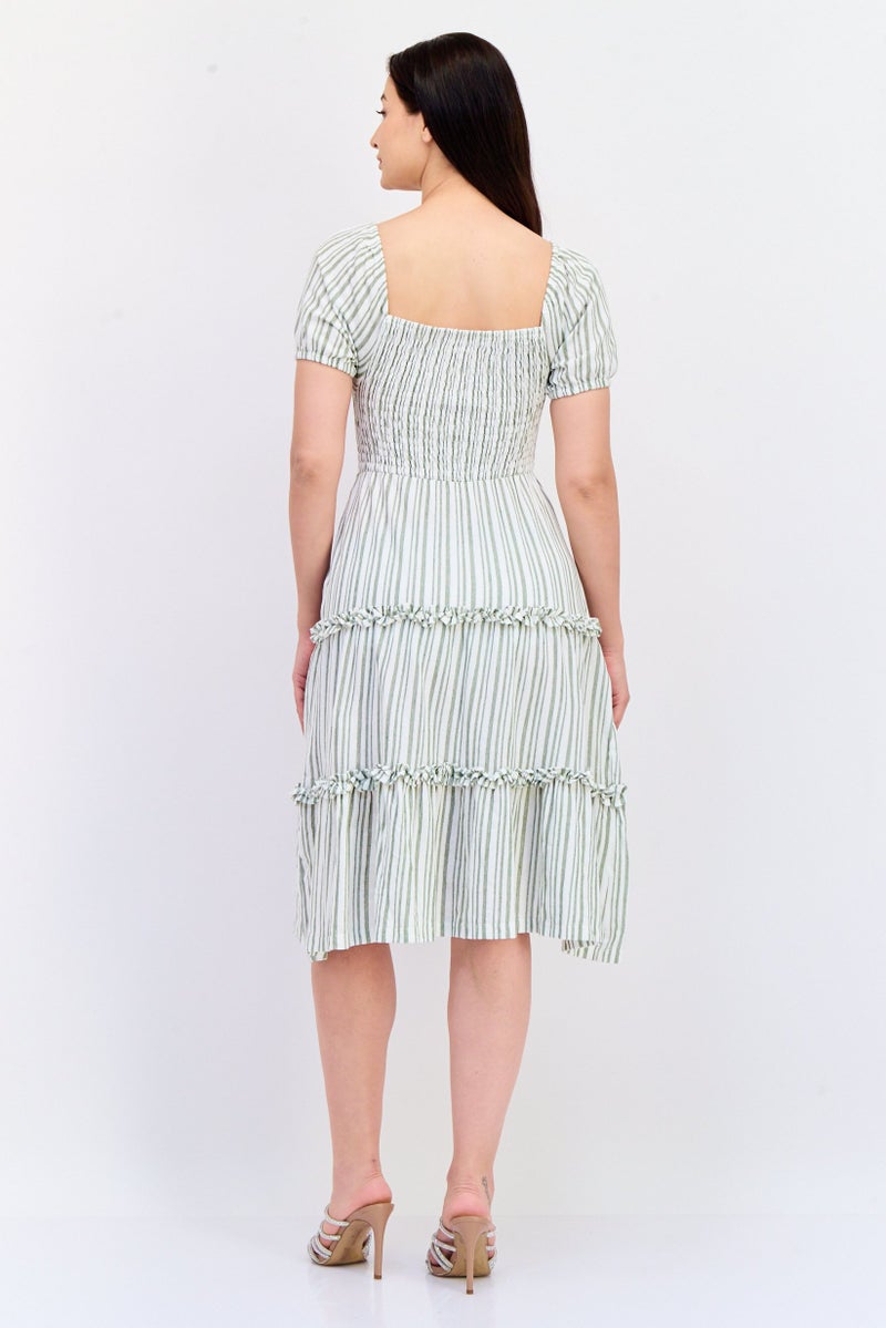 KOTON فستان ميدي مجعد للنساء من أولي بواسطة كوتون، متعدد الألوان - Image 3