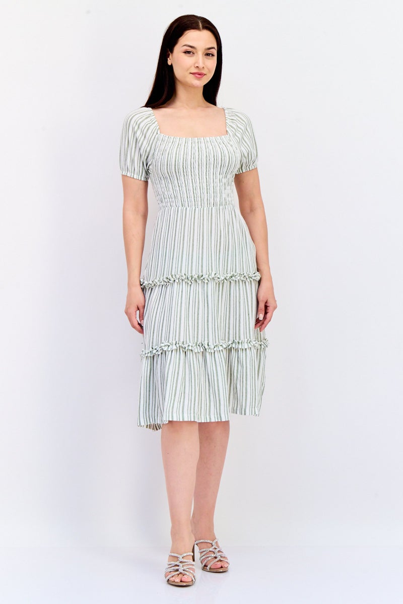 KOTON فستان ميدي مجعد للنساء من أولي بواسطة كوتون، متعدد الألوان - Image 4