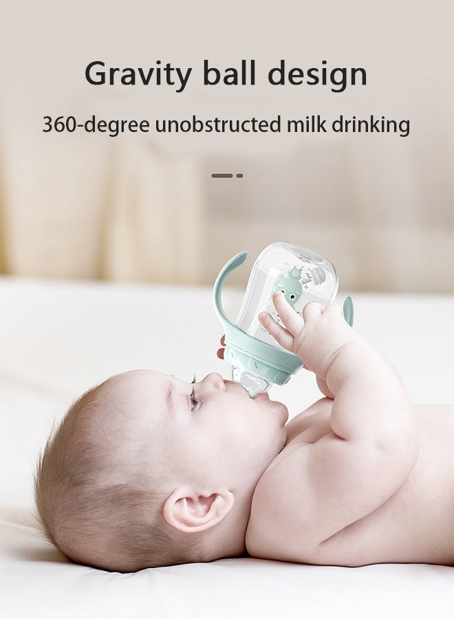 زجاجة رضاعة للأطفال حديثي الولادة، عبوة واحدة، سعة 300 مل، سهلة التنظيف، تصميم مزدوج مضاد للمغص، مع حلمة ذات تدفق متغير مقطوعة بشكل متقاطع - Image 2