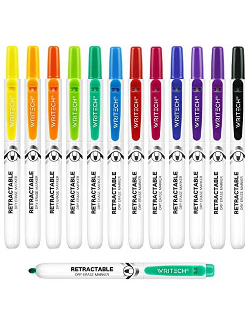 WRITECH 12-Piece Retractable Whiteboard Markers Multicolour  - Image 2