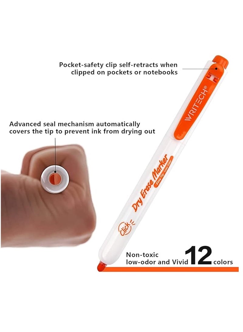 WRITECH 12-Piece Retractable Whiteboard Markers Multicolour  - Image 3