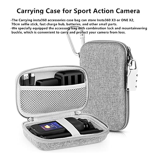 LEWOTE 7in1 Compatible with Insta360 X3 Accessories Kit[Silicone Camera Case Cover and Lens Cap][2Pcs 3D Screen Protector Film][Carrying Case Bag with Auto Locking Carabiner and Anti-loss Lock] - Image 5
