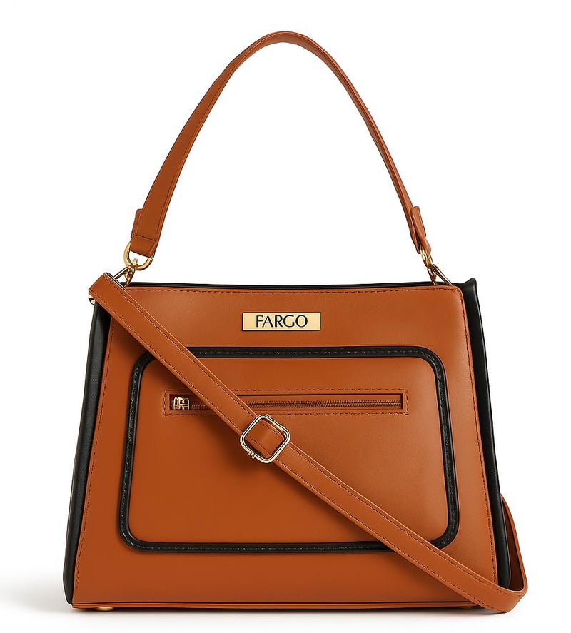 Fargo Mila Handbag for Women | Soft Vegan Leather, YKK Zipper, Stylish Shoulder Purse for Office, College, Casual & Event Use | Made in India (Tan) - Image 1