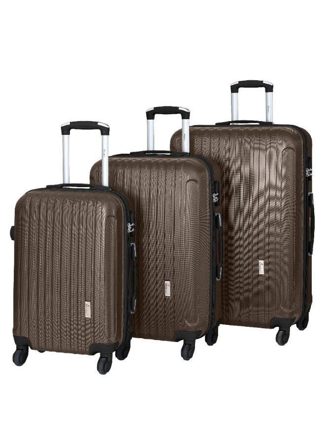 SENATOR Hard Case Travel Bags Trolley Luggage Set of 3 ABS Lightweight Suitcase with 4 Spinner Wheels KH132, Coffee