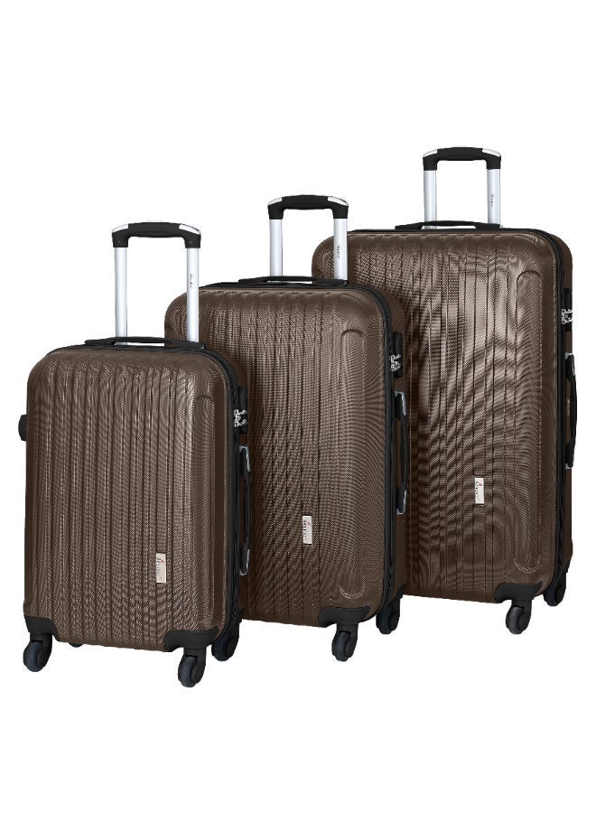 SENATOR Hard Case Travel Bags Trolley Luggage Set of 3 ABS Lightweight Suitcase with 4 Spinner Wheels KH132, Coffee - Image 1