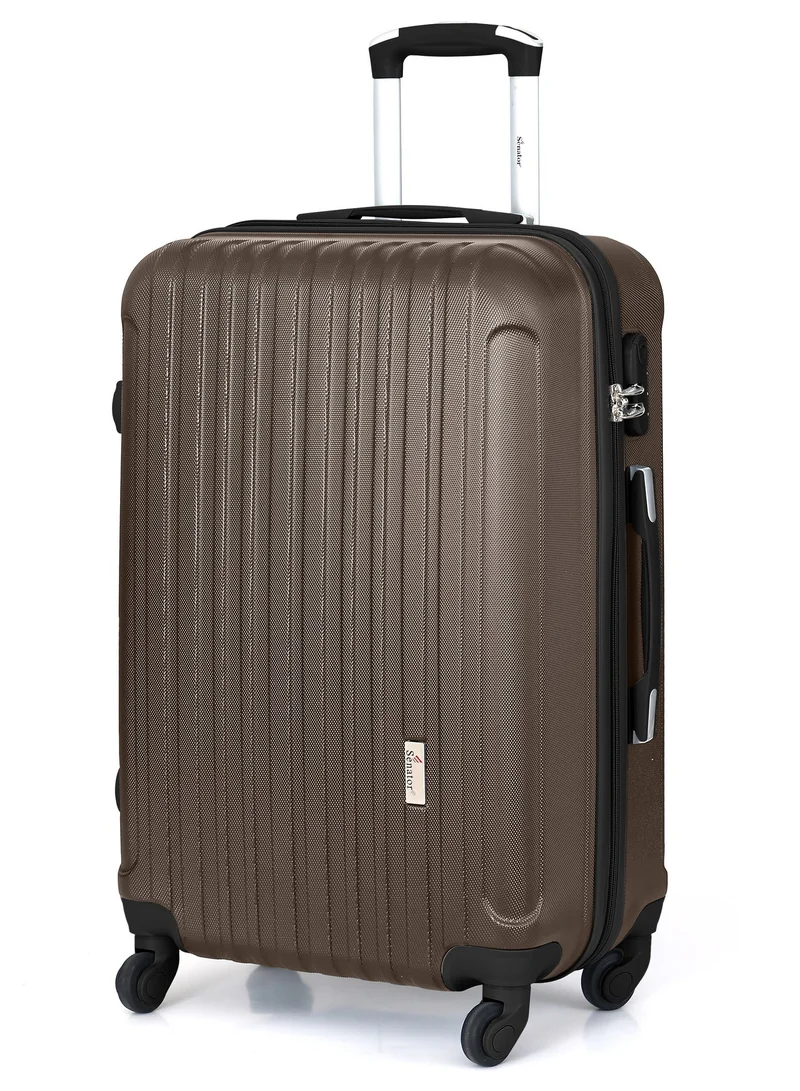 SENATOR Hard Case Travel Bags Trolley Luggage Set of 3 ABS Lightweight Suitcase with 4 Spinner Wheels KH132, Coffee