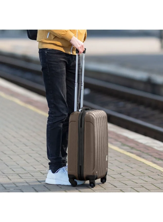 Senator Set of 3 Hard Case Travel Bags Trolley Luggage Set of 3 ABS Lightweight Suitcase with 4 Spinner Wheels KH132, Coffee  | Best Price UAE