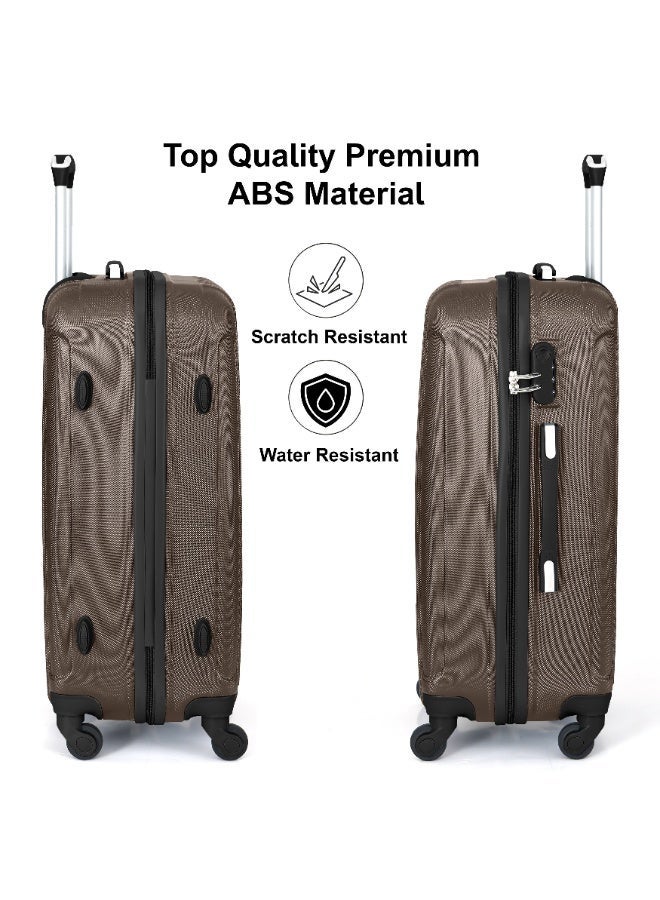 SENATOR Hard Case Travel Bags Trolley Luggage Set of 3 ABS Lightweight Suitcase with 4 Spinner Wheels KH132, Coffee - Image 4