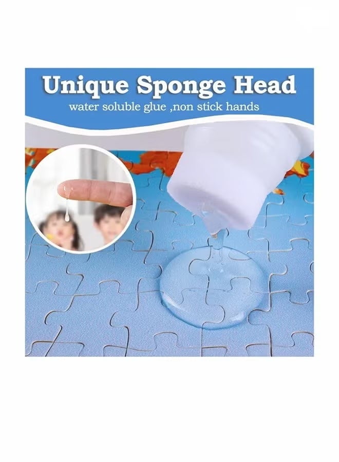 JUE-FISH Puzzle Glue with Sponge Head, Jigsaw Puzzle Glue for Kids, Puzzle Glue Clear with Applicator, Water-Soluble Special Craft Puzzle Glue, Puzzle Saver for 1000/1500/3000 Pieces of Puzzle, 120ML - Image 3