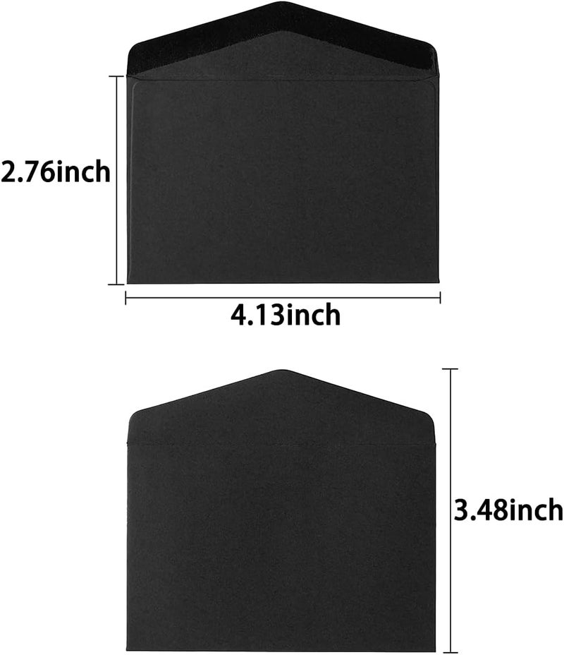 Homtable 120 Pack Mini Envelopes Small Envelopes Self-Adhesive Kraft Paper Tiny Pockets for Business Cards Christmas Holiday Small Gift Cards Invitations Cards(4.13"×2.76") (Black) - Image 2