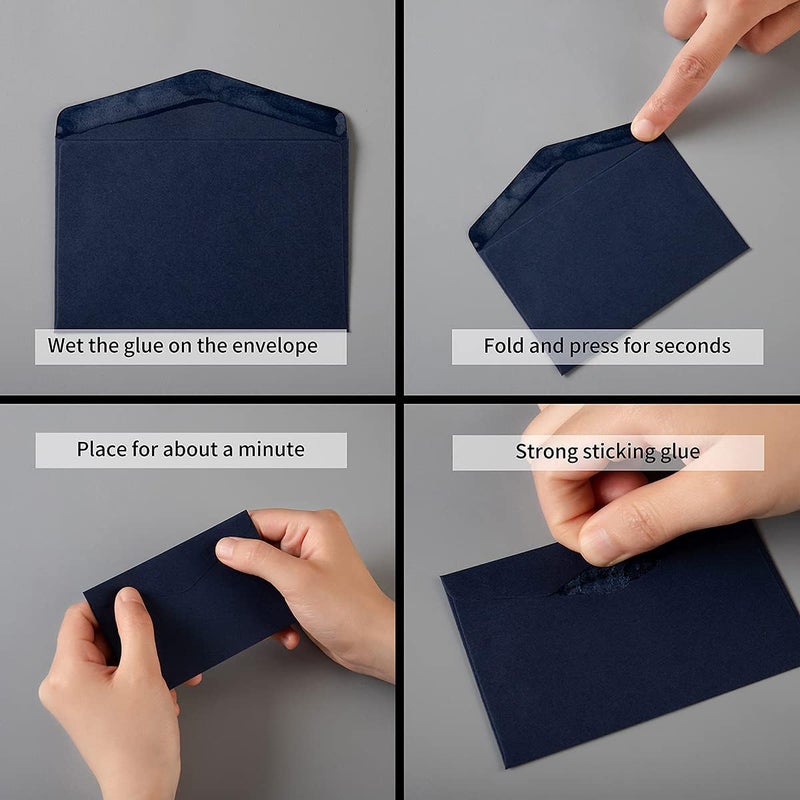 Homtable 120 Pack Mini Envelopes Small Envelopes Self-Adhesive Kraft Paper Tiny Pockets for Business Cards Christmas Holiday Small Gift Cards Invitations Cards(4.13"×2.76") (Black) - Image 3