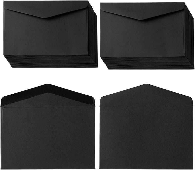 Homtable 120 Pack Mini Envelopes Small Envelopes Self-Adhesive Kraft Paper Tiny Pockets for Business Cards Christmas Holiday Small Gift Cards Invitations Cards(4.13"×2.76") (Black) - Image 1