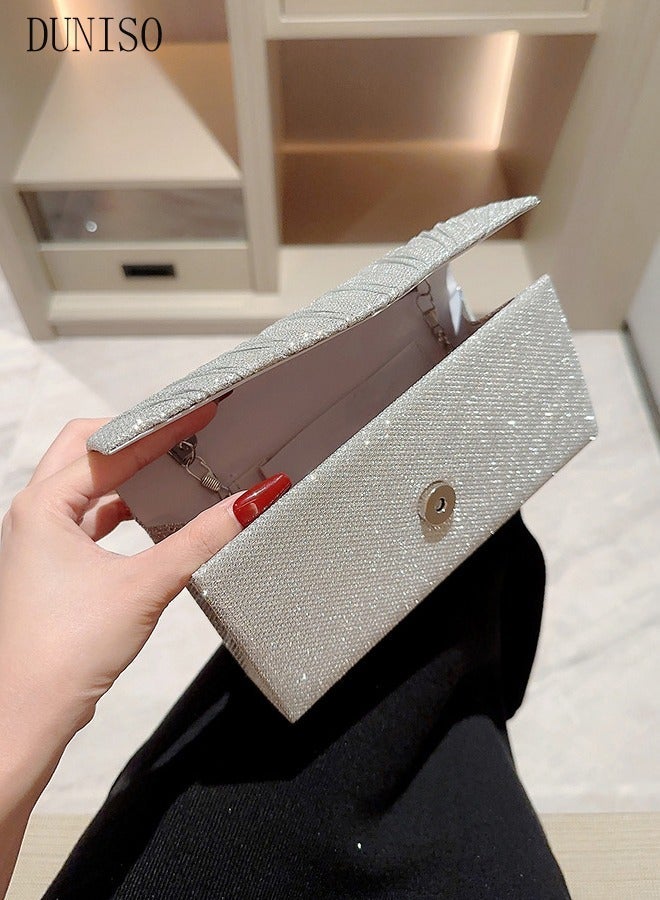 Women Shiny Glitter Evening Clutch Bag Envelope Handbag Chain Purse Bag Crossbody Bag for Wedding Formal Cocktail Party - Image 5