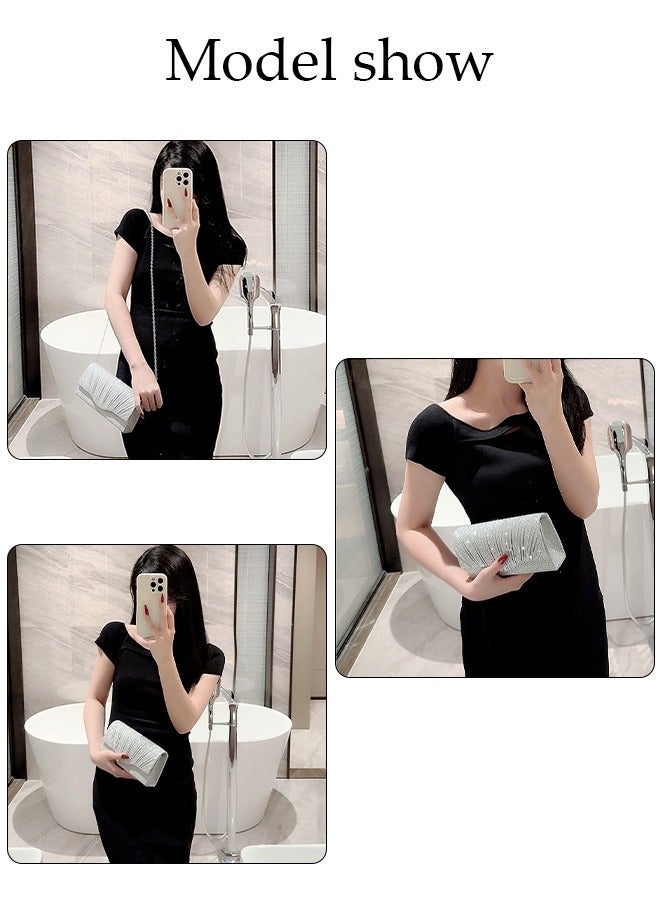 Women Shiny Glitter Evening Clutch Bag Envelope Handbag Chain Purse Bag Crossbody Bag for Wedding Formal Cocktail Party - Image 3