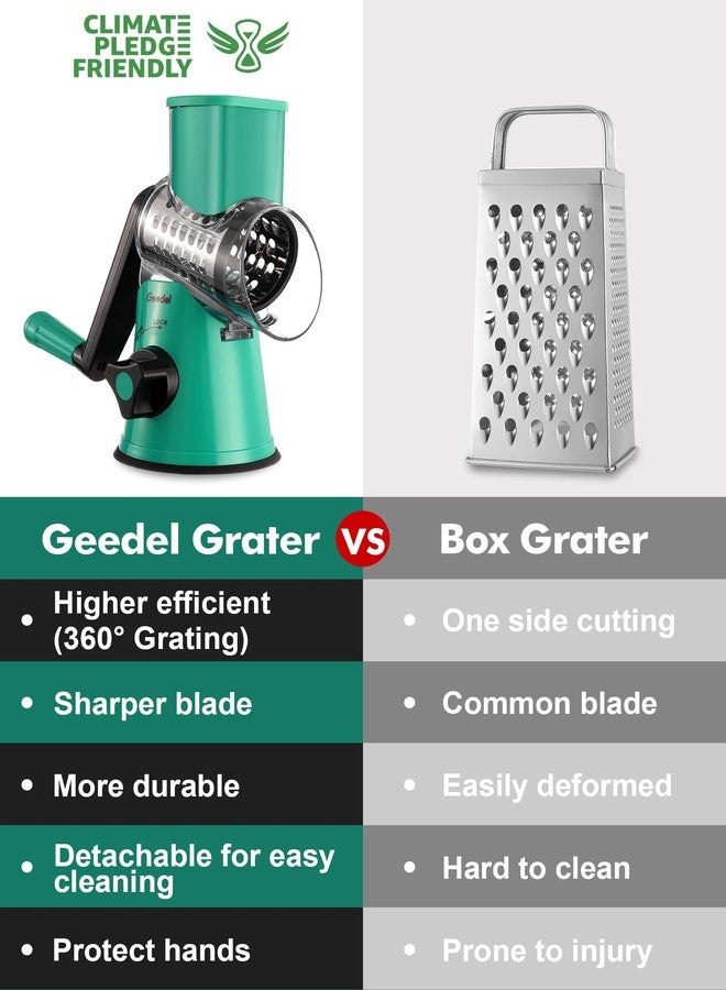 Geedel مبشرة جبن دوارة من جيدل بثلاث شفرات قابلة للتبديل، قطاعة خضراوات ماندولين للمطبخ للفواكه والمكسرات، سهلة التنظيف - Image 2
