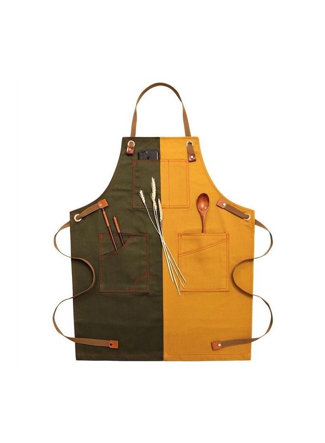 Loquat Household Sleeveless Denim Apron For Children Green/Yellow/Brown 47cm