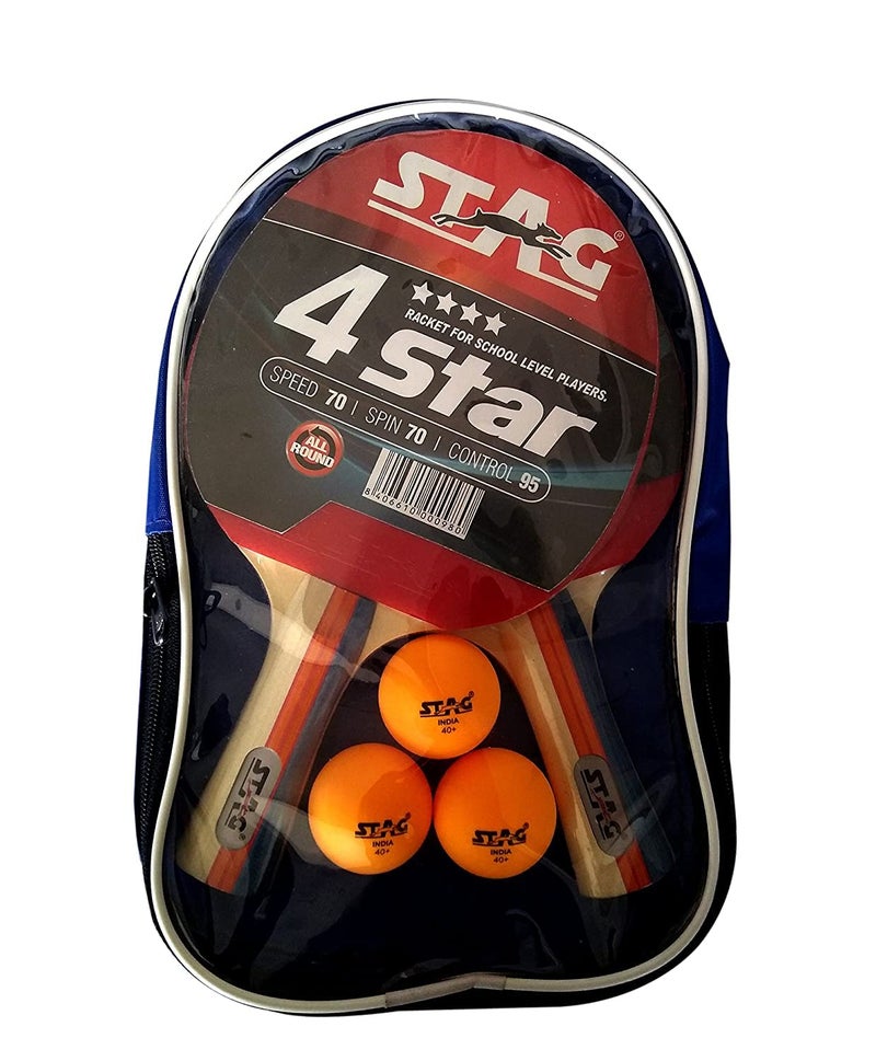 Stag Iconic 4 Star Professional Table Tennis (T.T) Playset - Table Tennis Rackets and T.T Balls - Image 2
