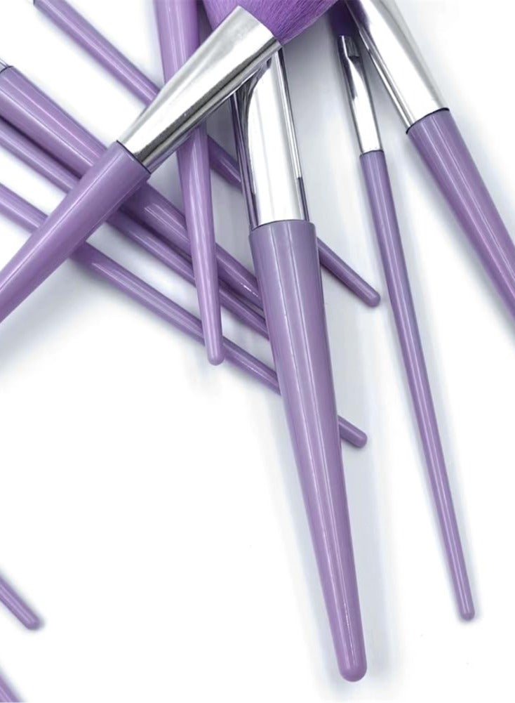 Loquat 13-Piece Makeup Brushes Set Foundation Brush Eyeshadow Brush Make up Brushes Set Bright Colors Easy-taken Travel Makeup Brush Set Cloth Bag (Purple) - Image 4