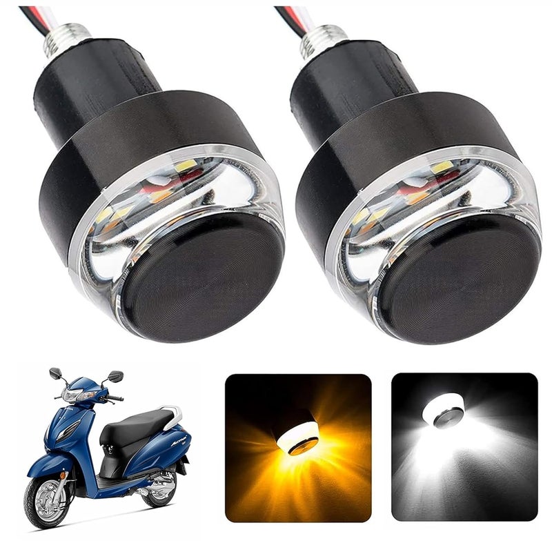 إشارة ضوئية "7/8" مقبض بار 22 مم ضوء LED يعمل على مقبض الدراجة (برتقالي +) ضوء مزدوج وامض مقاوم للماء لدراجة هوندا أكتيفا 6G (عبوة من 2) ، أسود