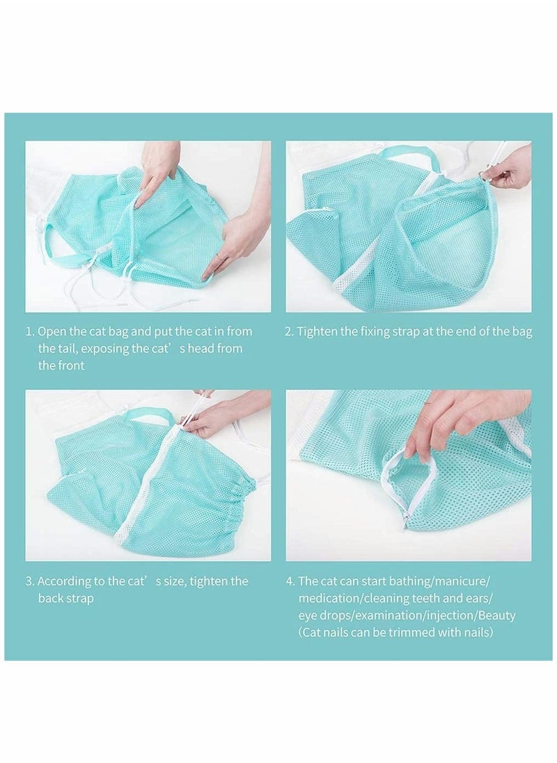 SYOSI - Cat Bathing Bag,Cat Shower Bag Anti-Bite Anti-Scratch,Injecting Examining Nail Trimming,Adjustable Multifunctional Breathable Restraint Cat Bag Restraint - Image 1