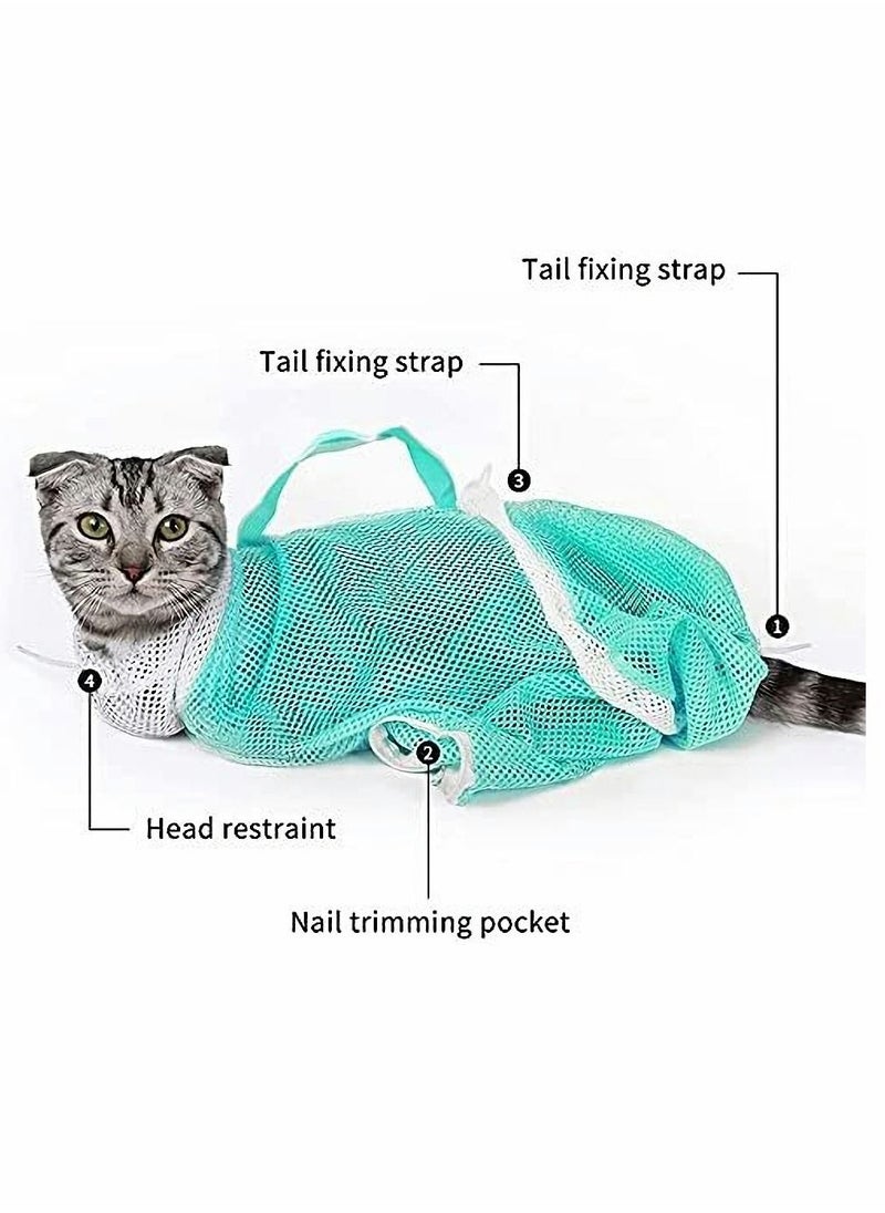 SYOSI - Cat Bathing Bag,Cat Shower Bag Anti-Bite Anti-Scratch,Injecting Examining Nail Trimming,Adjustable Multifunctional Breathable Restraint Cat Bag Restraint - Image 1