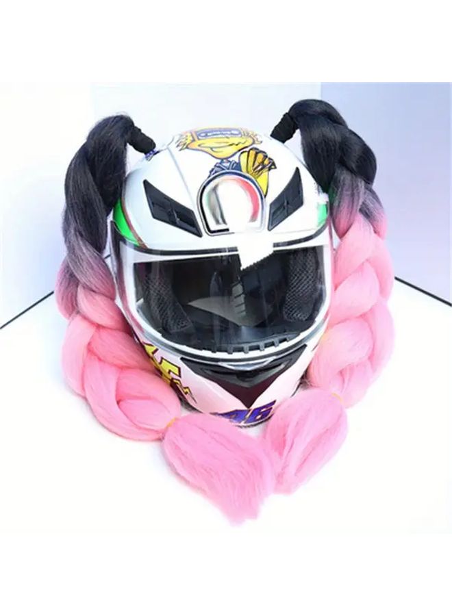 2pcs Detachable Ponytail Braids Black And Pink Universal Size Motorcycle Bicycle Decorative Accessories - Image 4