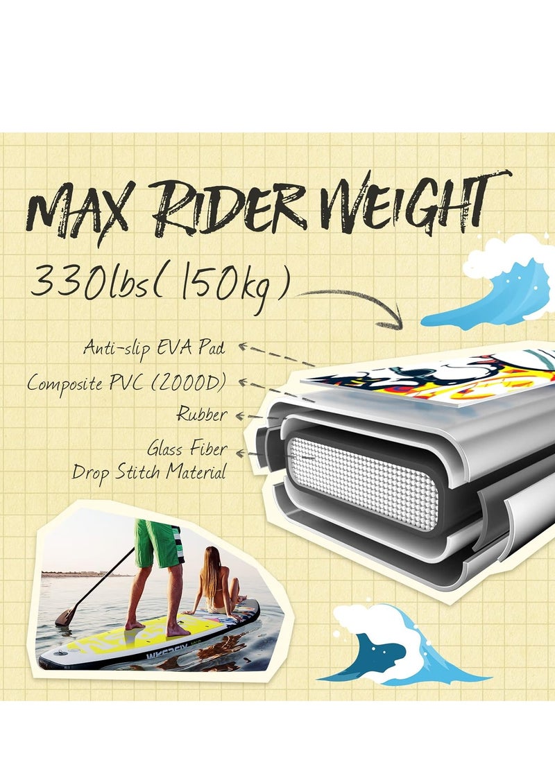 USTIDE Inflatable Stand Up Paddle Board Paddle Boards with Premium SUP Accessories & Backpack, 10'6"x31"x6" Paddle Board for Adults, Non-Slip Deck 3 Fin ISUP with Pump,Leash and Paddle Yellow  - Image 3