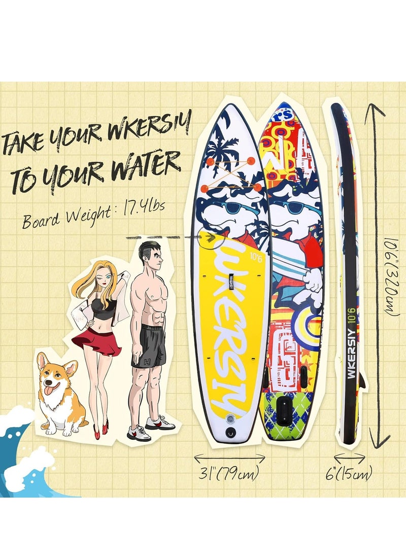 USTIDE Inflatable Stand Up Paddle Board Paddle Boards with Premium SUP Accessories & Backpack, 10'6"x31"x6" Paddle Board for Adults, Non-Slip Deck 3 Fin ISUP with Pump,Leash and Paddle Yellow  - Image 5