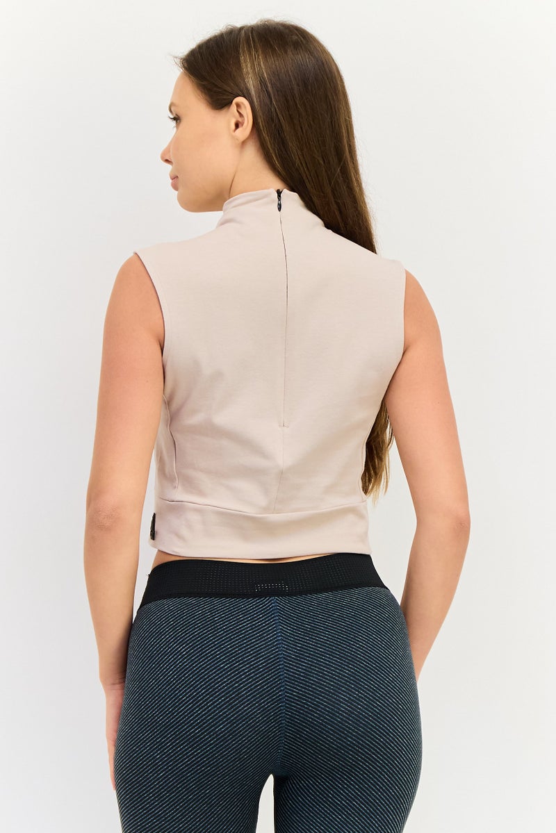 Adidas Women Sportswear Fit Sleeveless Training Crop Top,  Beige - Image 3