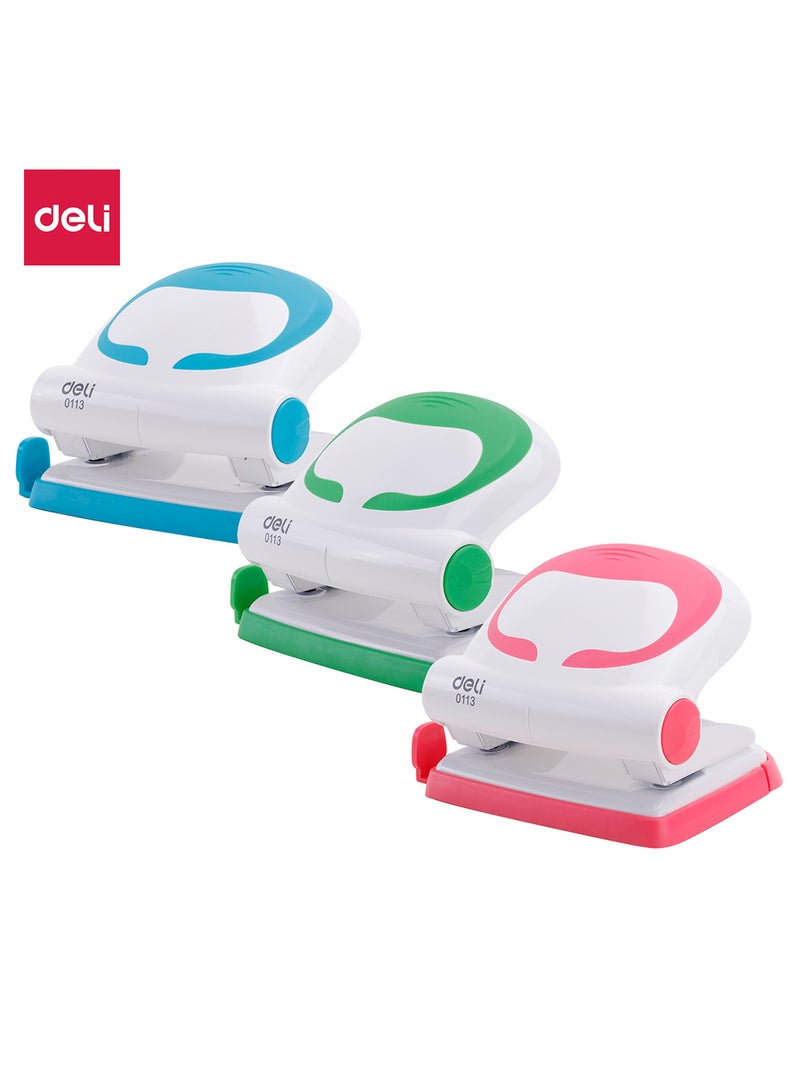 Deli Paper Punch 20 Sheets with Adjustable Ruler, Hole Diameter Φ6mm, Assorted Colors - Image 1