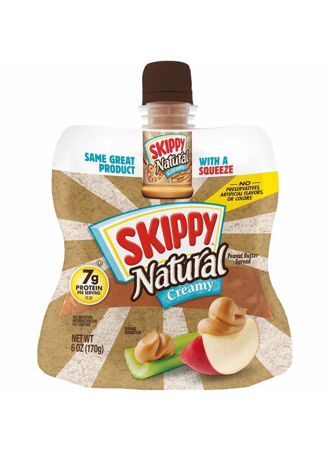 Skippy Squeeze Natural Creamy Peanut Butter, 6 Ounce (Pack of 6) - Image 1