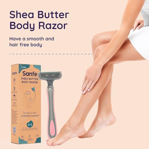Sanfe Shea Butter Body Razor for Women's Hair Removal - Pack of 3 with New No Cut Technology | Comfortable Handle | Instant & Pain Free Remover | Protective Sleeve and Anti-Slip Grip - Image 5