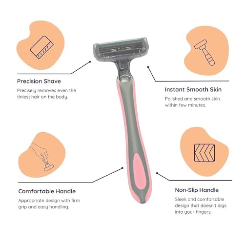 Sanfe Shea Butter Body Razor for Women's Hair Removal - Pack of 3 with New No Cut Technology | Comfortable Handle | Instant & Pain Free Remover | Protective Sleeve and Anti-Slip Grip - Image 2