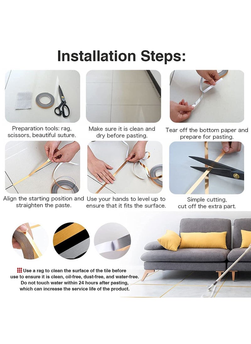 STORE 2508 - Store2508 50 Meters Waterproof Gap Sealing Golden Decoration Tape For Home Floor Tiles, Wall Decor, Waterproof Tiles (1cm Wide, Gold) - Image 1
