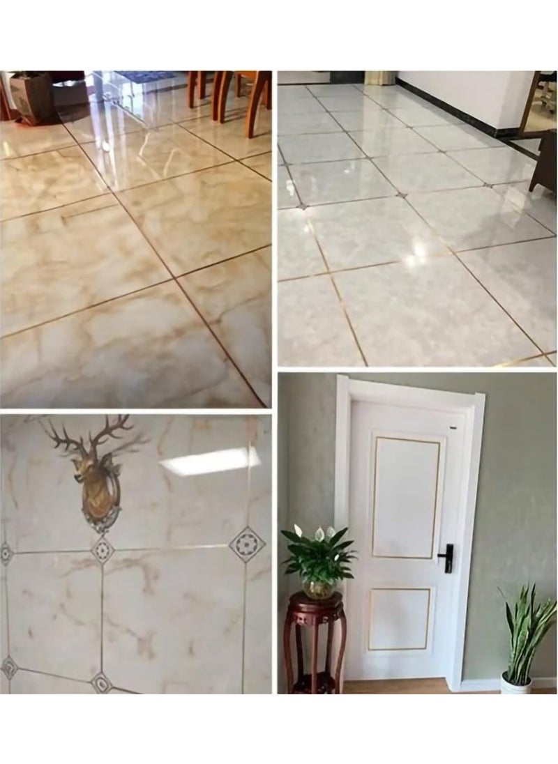 STORE 2508 - Store2508 50 Meters Waterproof Gap Sealing Golden Decoration Tape For Home Floor Tiles, Wall Decor, Waterproof Tiles (1cm Wide, Gold) - Image 1